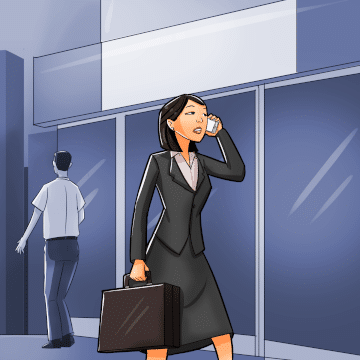 Woman with a briefcase walking and talking on cell phone